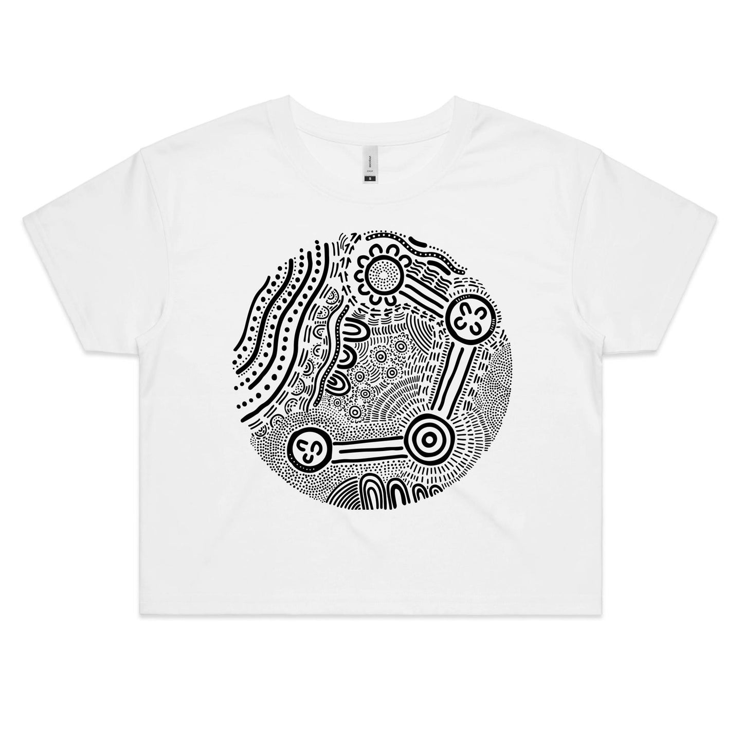 Over Time and Place Aboriginal Design Crop Tee