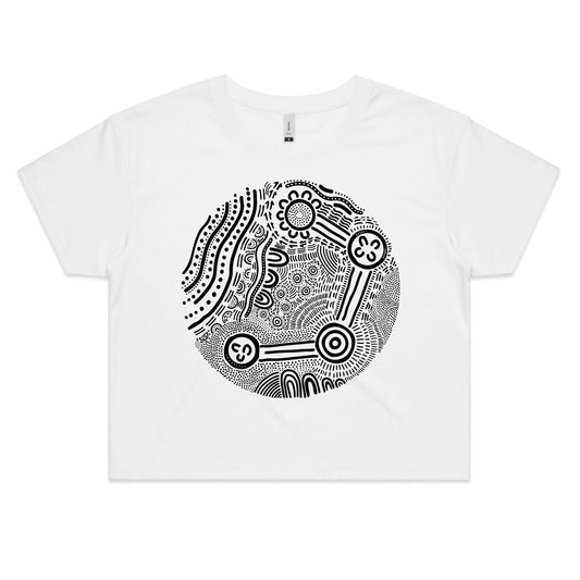 Over Time and Place Aboriginal Design Crop Tee