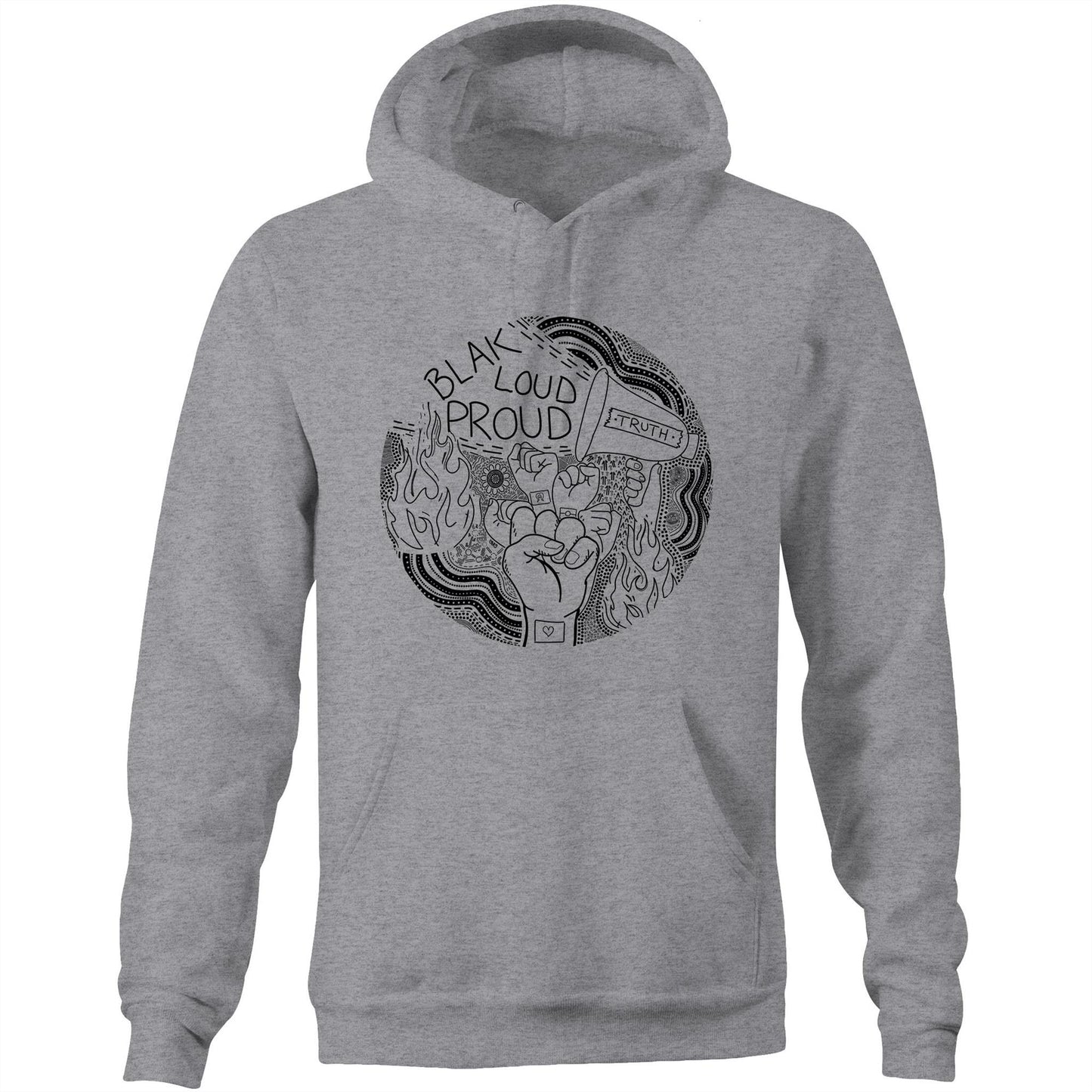 NAIDOC Week 2024 B&W Aboriginal Design Unisex Hoodie Jumper