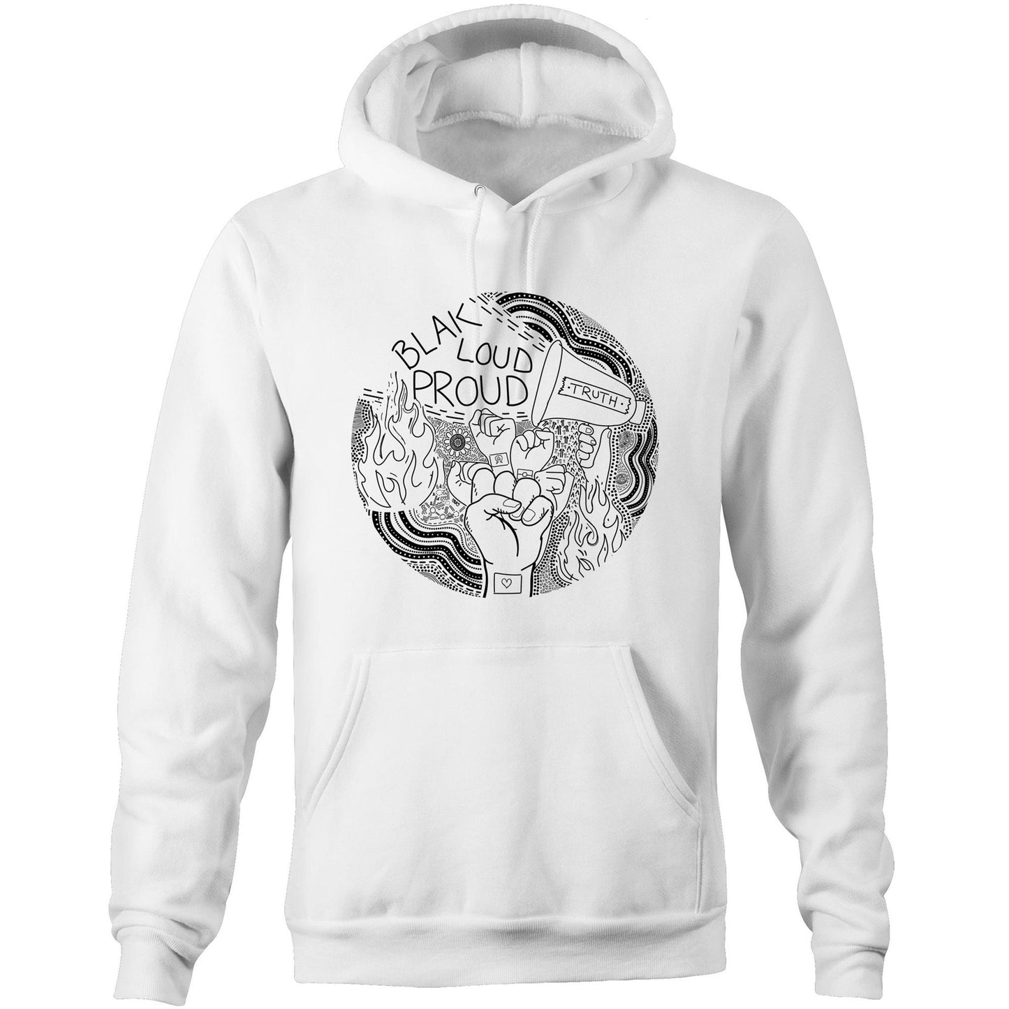 NAIDOC Week 2024 B&W Aboriginal Design Unisex Hoodie Jumper