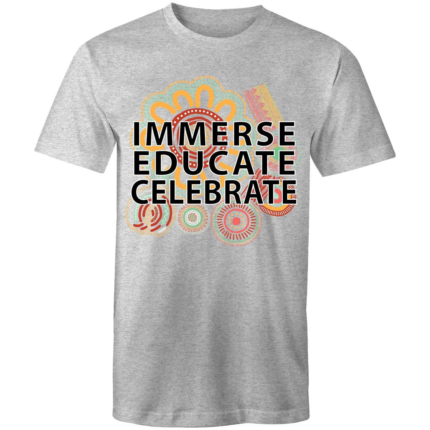 'Immerse, Educate, Celebrate' Aboriginal Design Unisex t-shirt