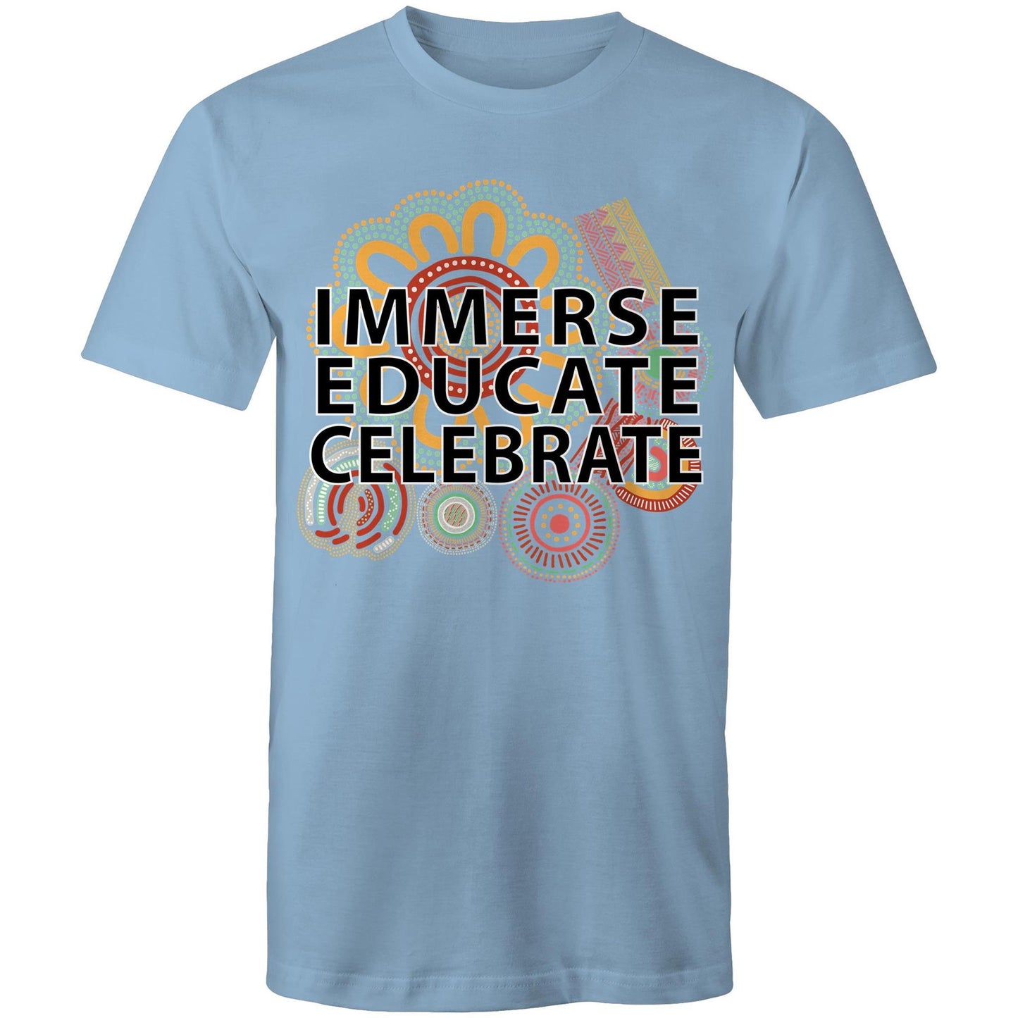 'Immerse, Educate, Celebrate' Aboriginal Design Unisex t-shirt