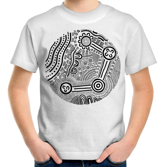 Over Time and Place Aboriginal Design Kids T-Shirt