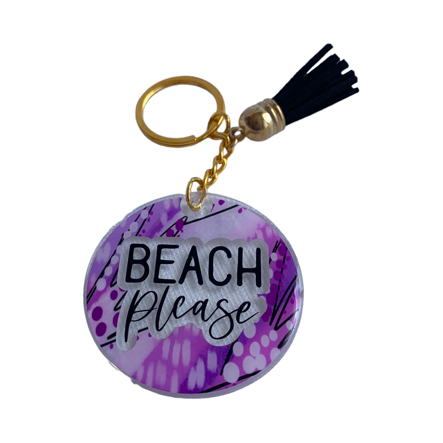 Beach Please purple/white Keyring