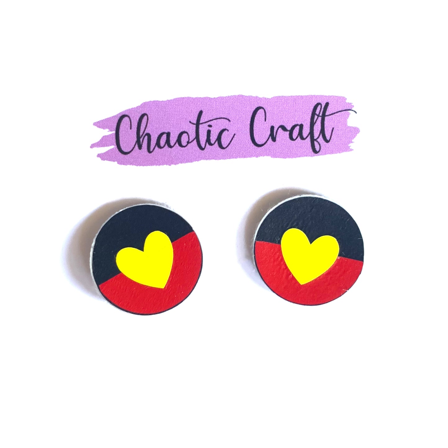 Aboriginal Flag Love Earrings Studs