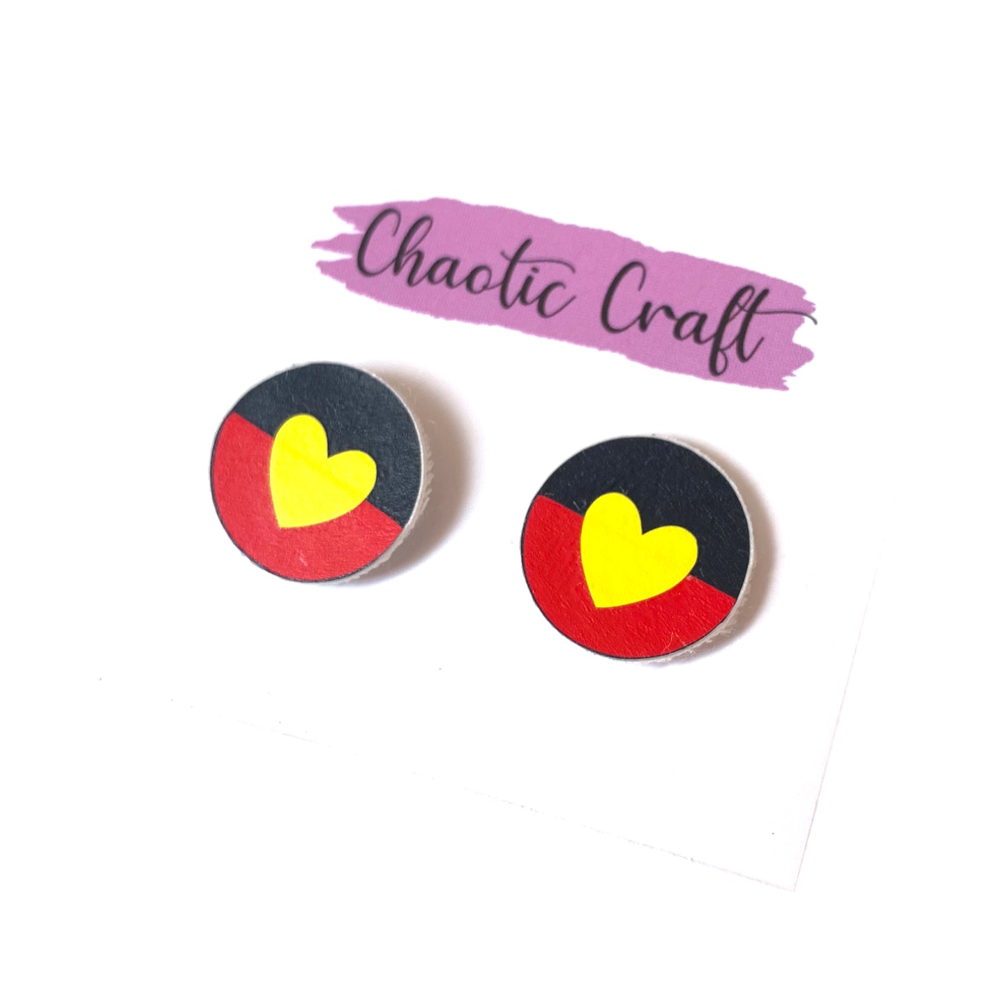 Aboriginal Flag Love Earrings Studs