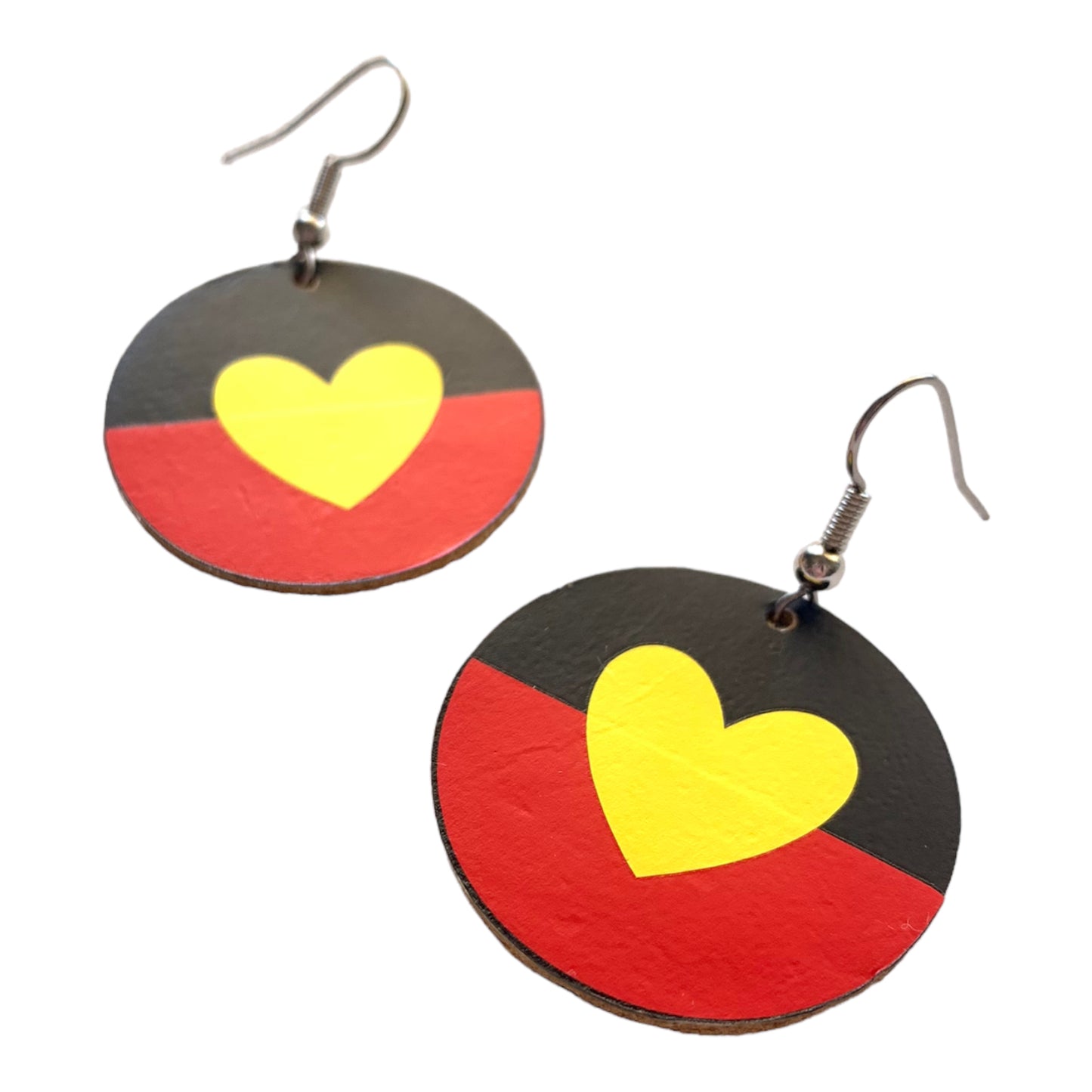 Aboriginal Flag Love Earrings Dangles