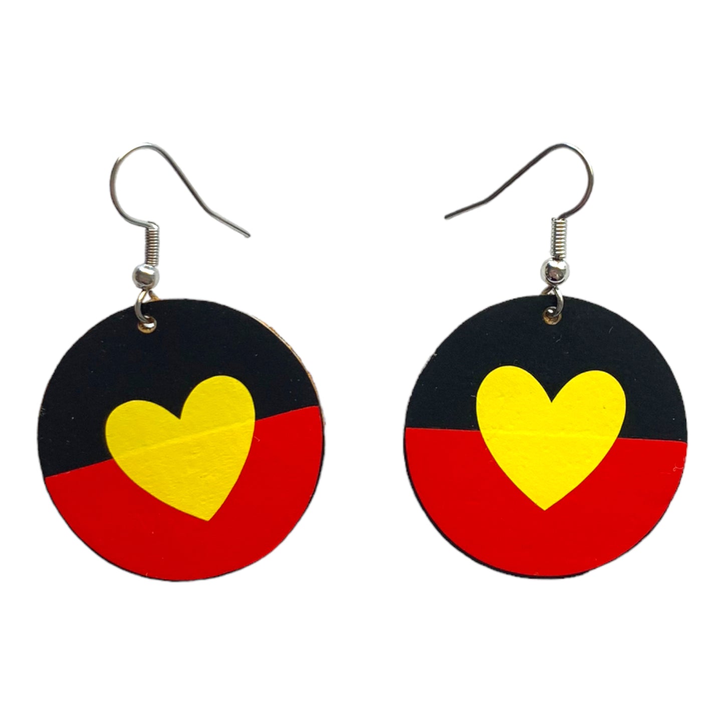 Aboriginal Flag Love Earrings Dangles