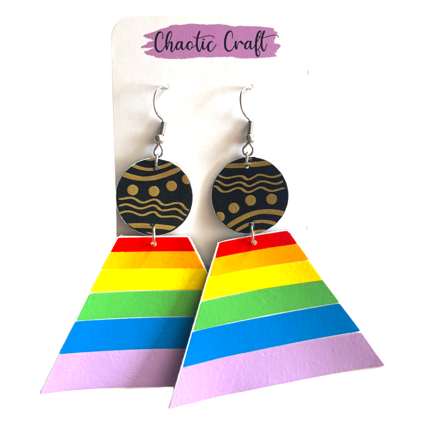Pride Earrings Staircase with Aboriginal Design