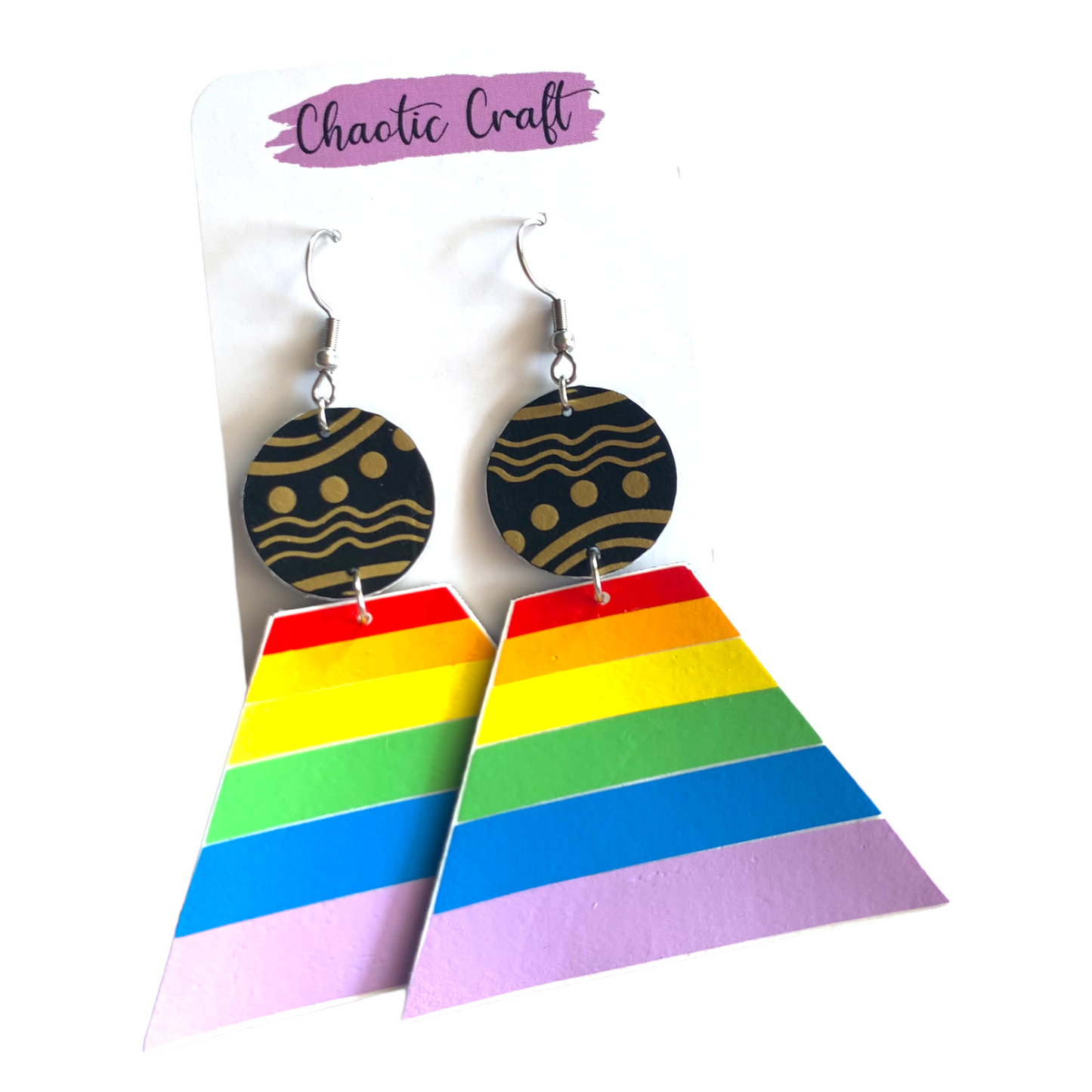 Pride Earrings Staircase with Aboriginal Design